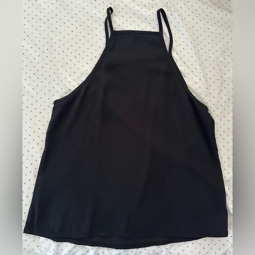 SHEIN Black Floral Embroidered Halter Top XS Boho Summer Cami - Picture 5 of 6